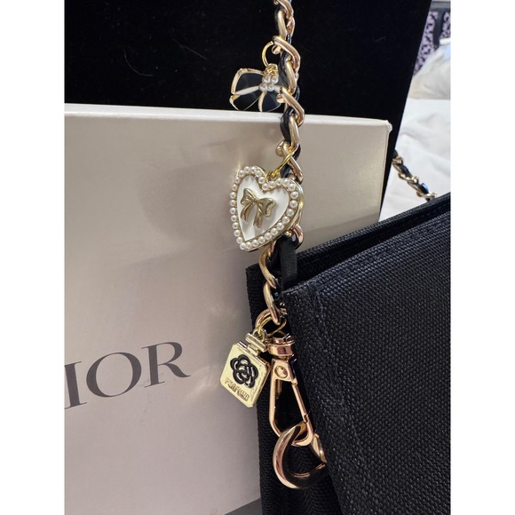 Dior Handbags - Dior Black Canvas Beauty Pouch Crossbody Bag with Custom Charm Chain Strap